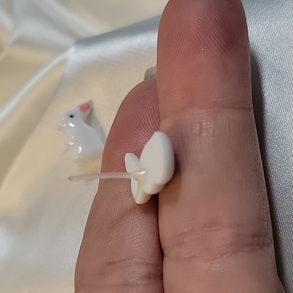 Ceramic Bunny Stud Earrings, metal free - Picture 6 of 7